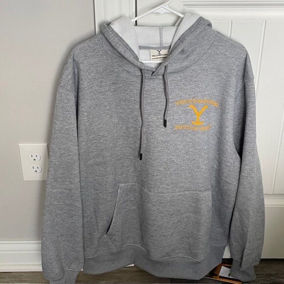 Yellowstone Dutton Ranch Logo Gray Hoodie Kangaroo Pocket - Size L - NWT - Picture 2 of 9